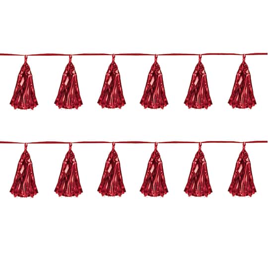 Beistle 8ft. Red Metallic Tassel Garlands, 2ct.